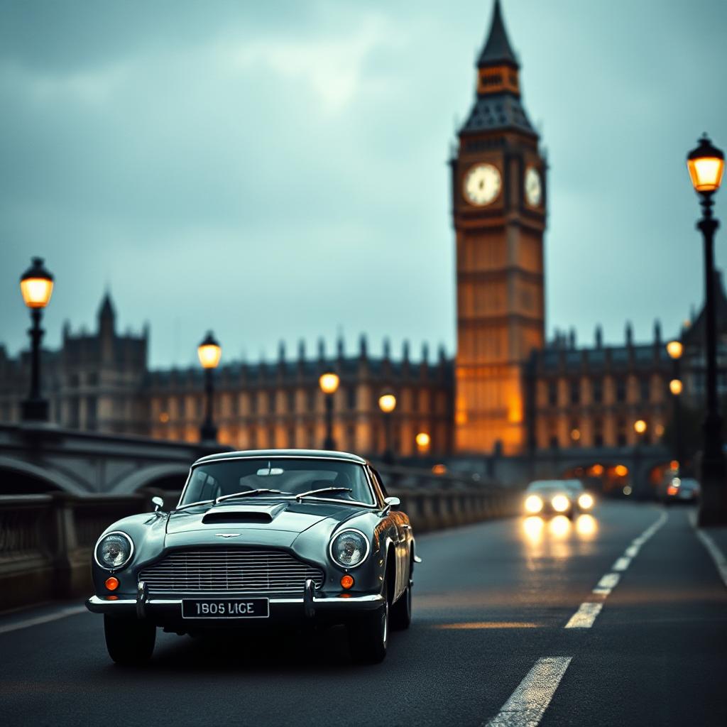 big ben met rijdende klassieke auto